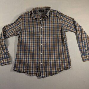 Banana Republic Button Shirt Mens M Soft Wash Slim Long Sleeve Blue Plaid